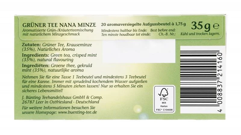 Bünting Tee Grüner Tee Nana Minze 4 Bünting Tee Grüner Tee Nana Minze – Bild 4