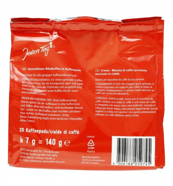 Jeden Tag Kaffee-Pads Crema 20 Pads 3 Jeden Tag Kaffee-Pads Crema 20 Pads – Bild 3